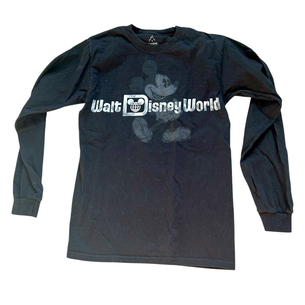Walt Disney World Black Long Sleeve Shirt, 100% Preshrunk Cotton, Size S